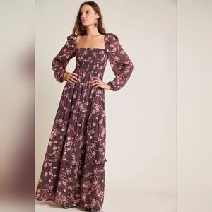Dolan Burgundy Floral Long Sleeve Dress